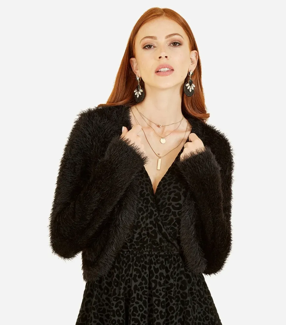 Women's Black Eyelash Bolero