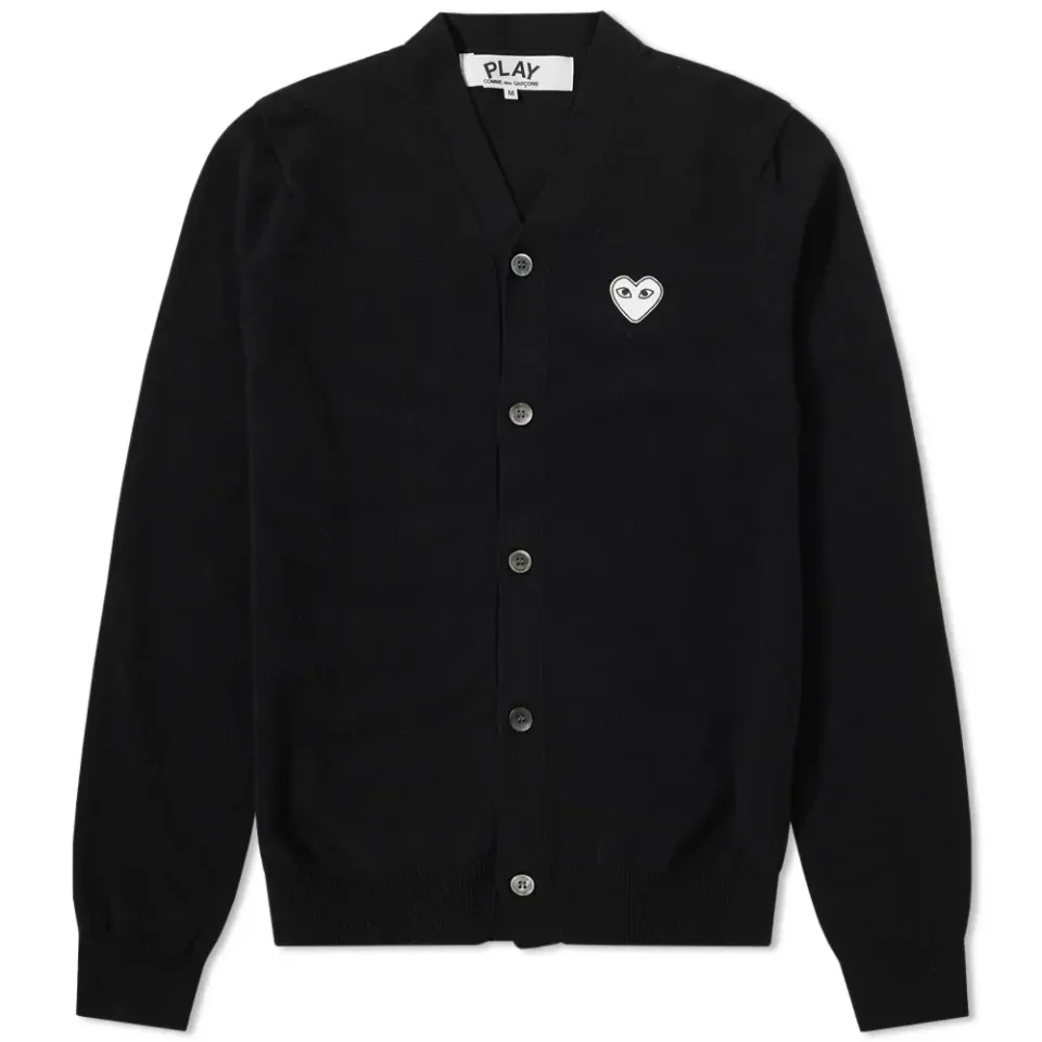 Comme des Garcons Play Silver Heart Cardigan