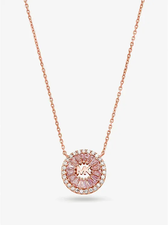 Precious Metal-Plated Sterling Silver Pavé Halo Necklace