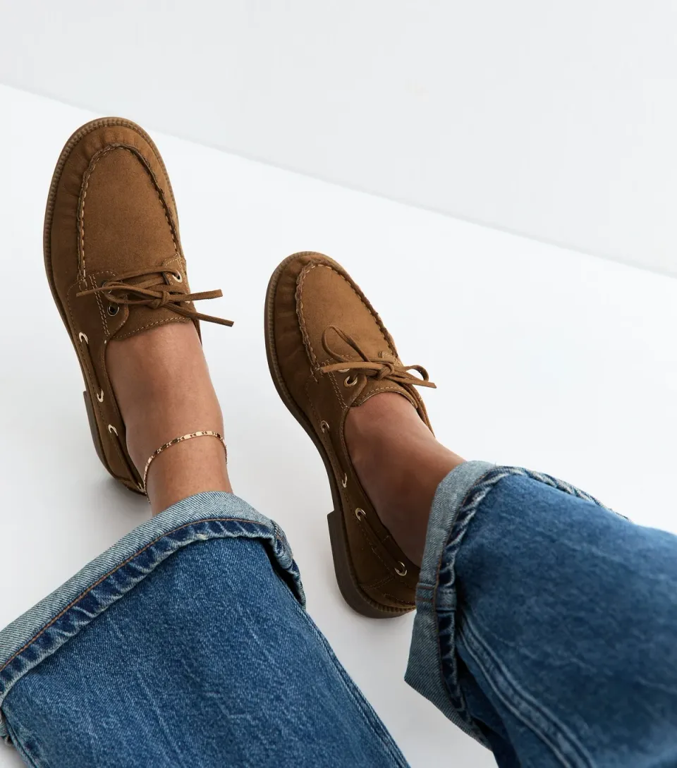 Women's Tan Brushed Faux Leather Lace Up Loafers Vegan