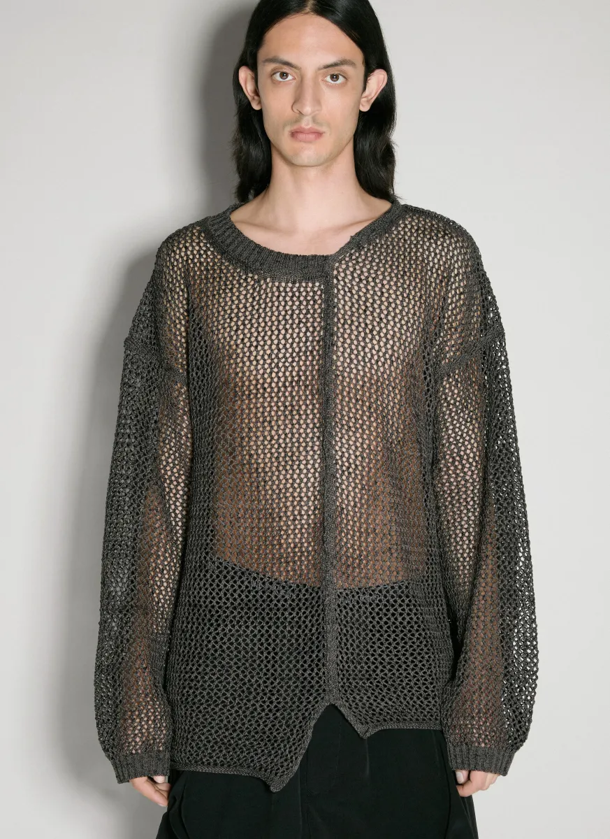 Uneven Open-Knit Sweater