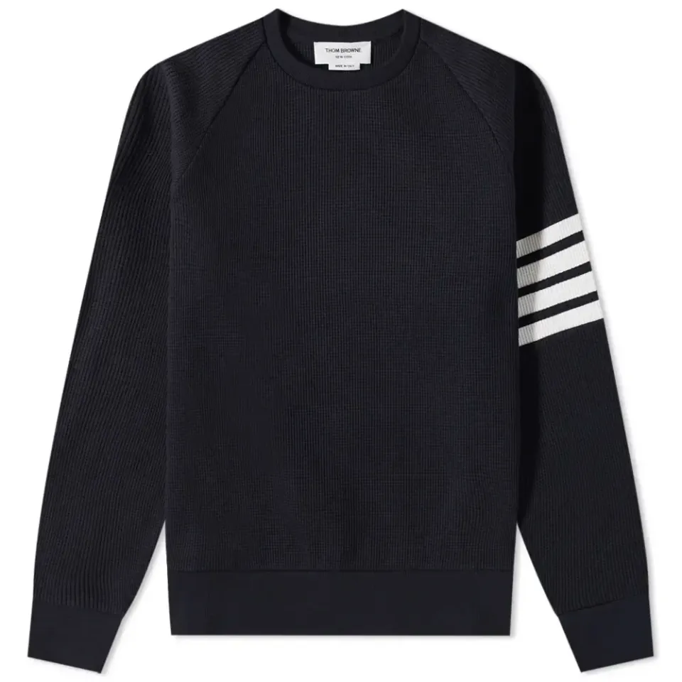 4 Bar Raglan Sleeve Waffle Crew Sweat