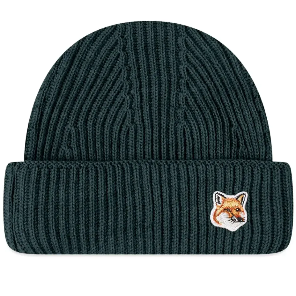 Maison Kitsuné Fox Head Patch Ribbed Beanie