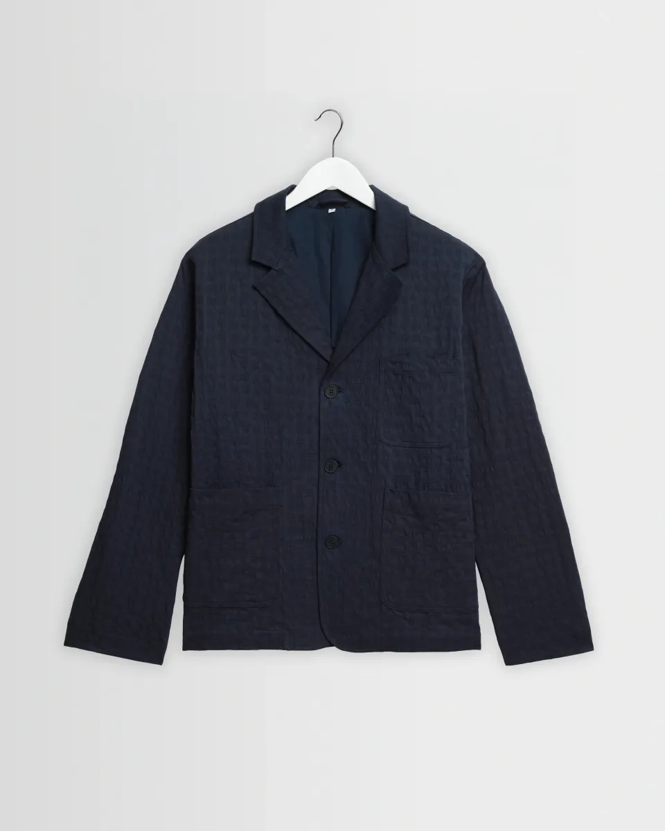 Exmouth - Navy Dobby Cotton Blazer