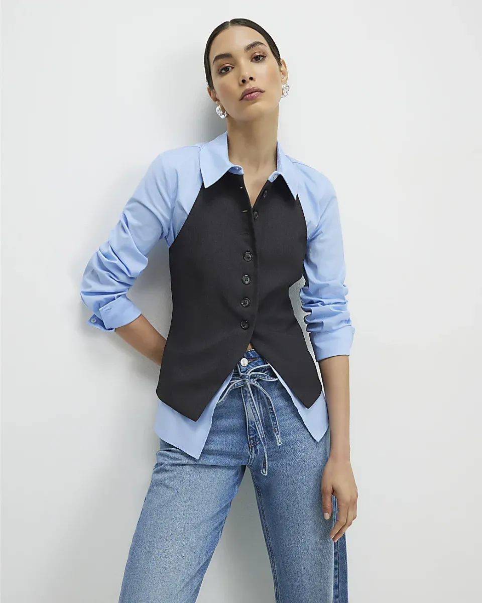 Hybrid Waistcoat Detail Shirt