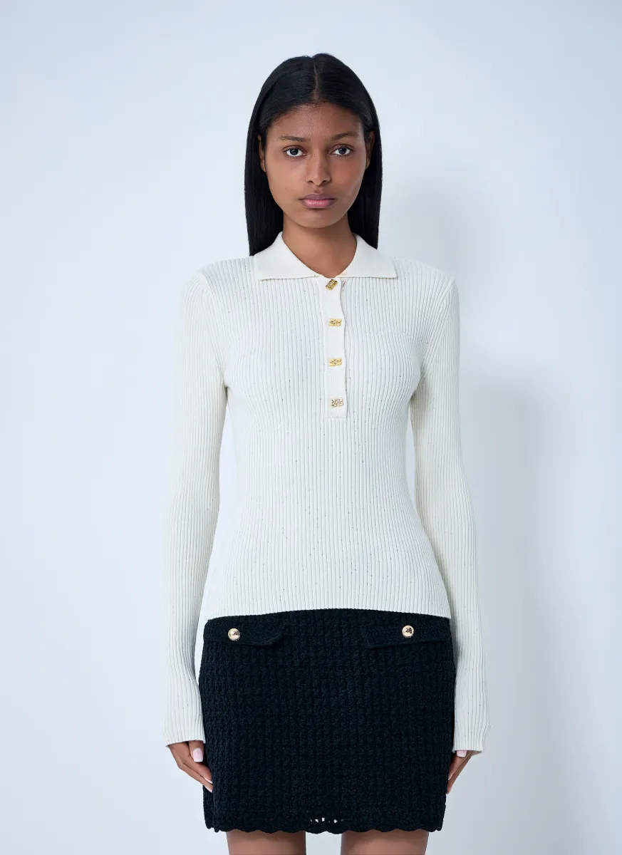 Sequin Polo Sweater