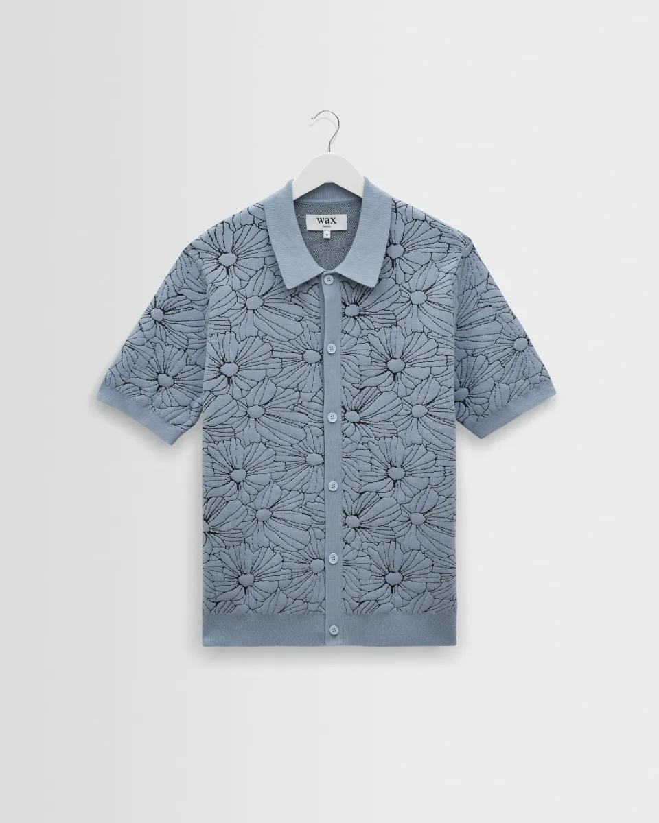 Tellaro - Light Blue Flower Jacquard Shirt