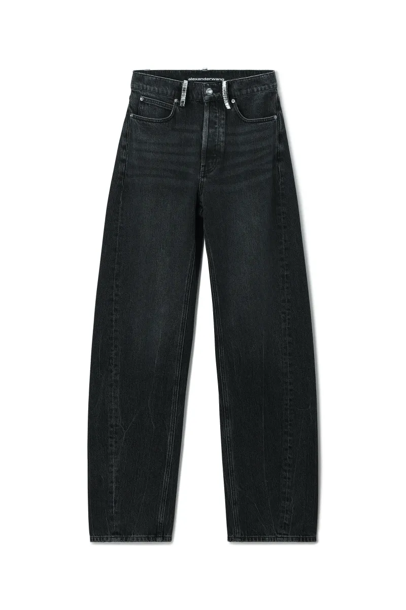 CRYSTAL BELT LOOP MID RISE RELAXED JEAN