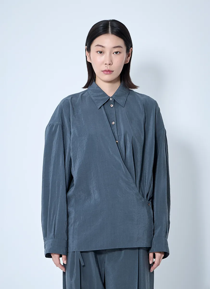 Straight Collar Twisted Shirt