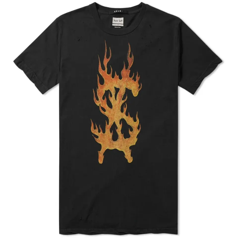 x Travis Scott Flaming Dollar Tee