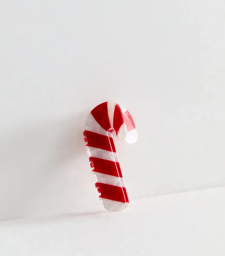 Red Christmas Candy Cane Shape Hair Claw Clip