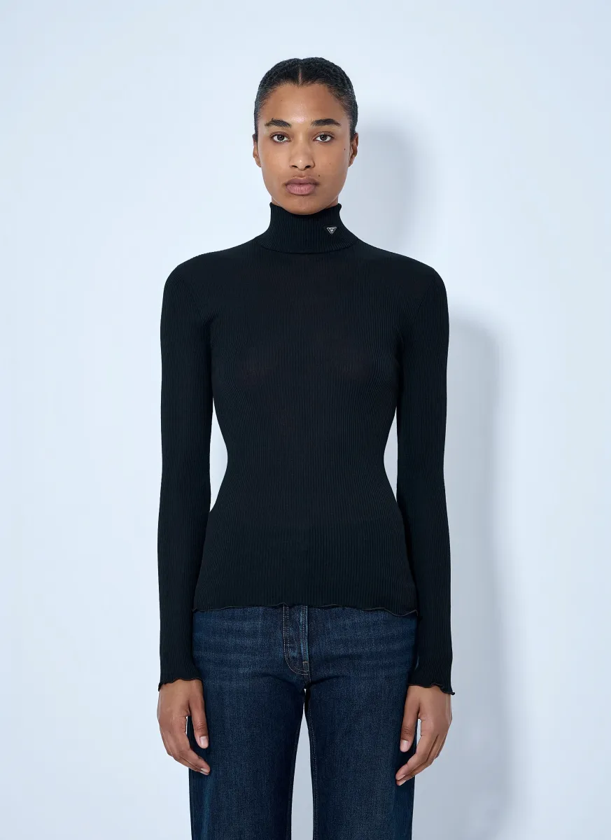 Ribbed Turtleneck Top