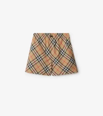 Check Twill Shorts in Sand beige - Women, Nylon