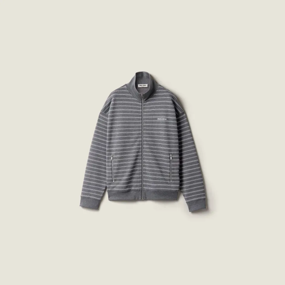 Striped cotton fleece jacket