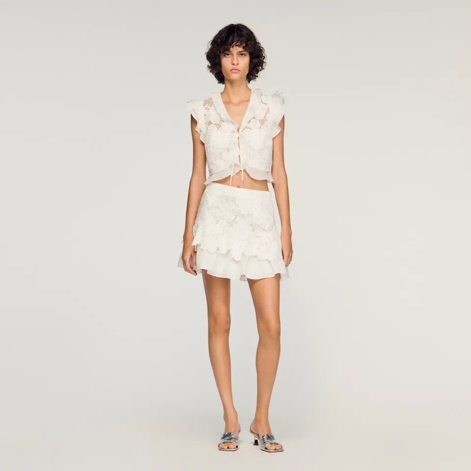 Guipure lace crop top