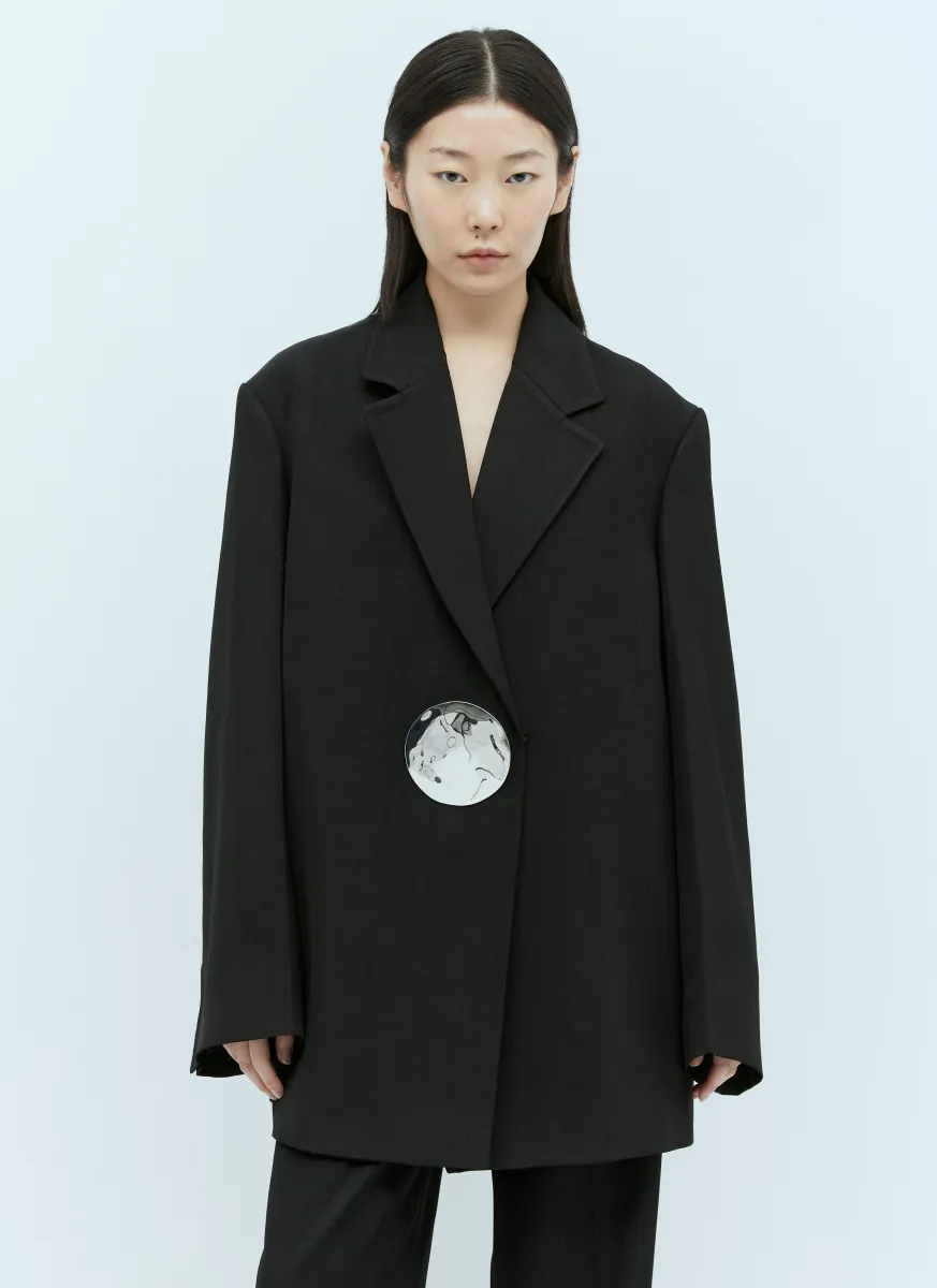Round Jewel Wool Blazer