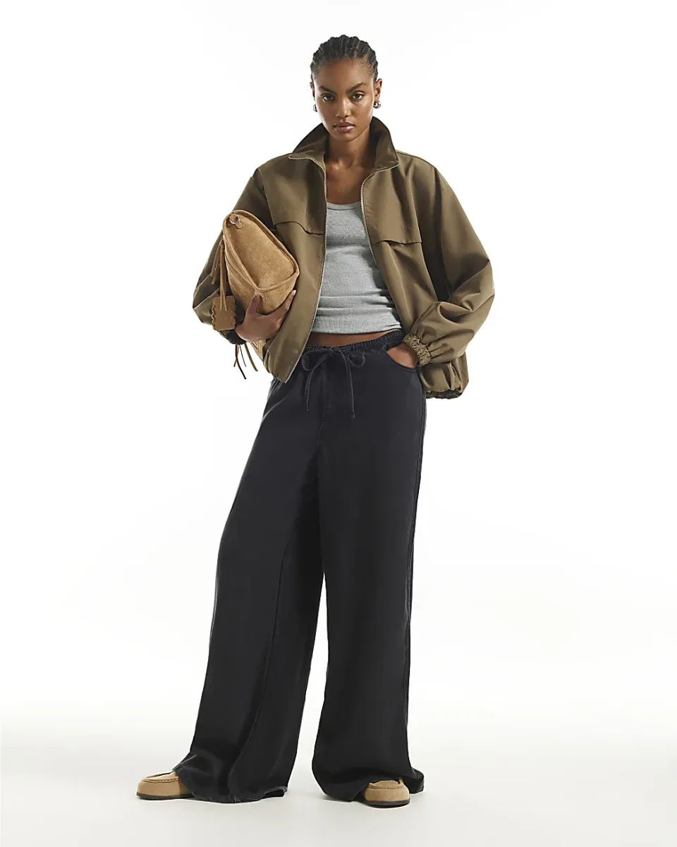 Wide Leg Pyjama Style Drawstring Jeans