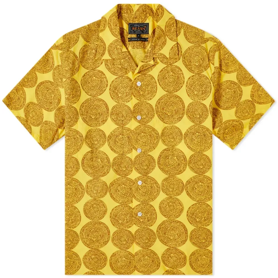 Short Sleeve Vacation Dobby Print Shirt