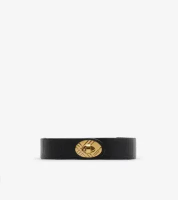 Crocodile-effect Leather Cotswolds Belt in Black/gold