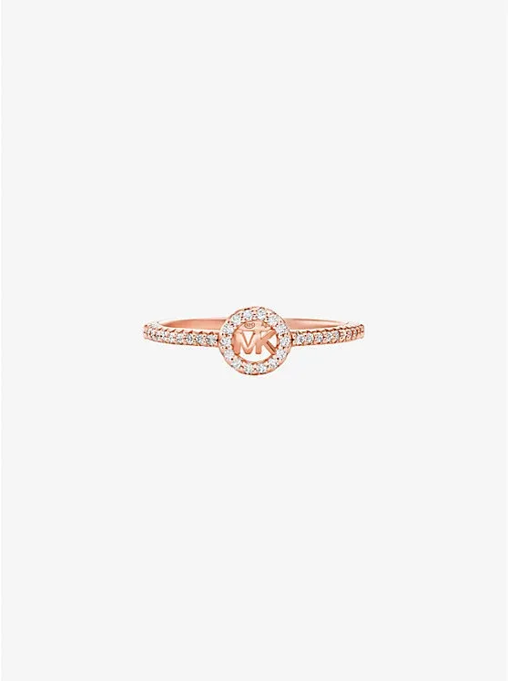 Fulton Precious Metal-Plated Pavé Logo Charm Ring