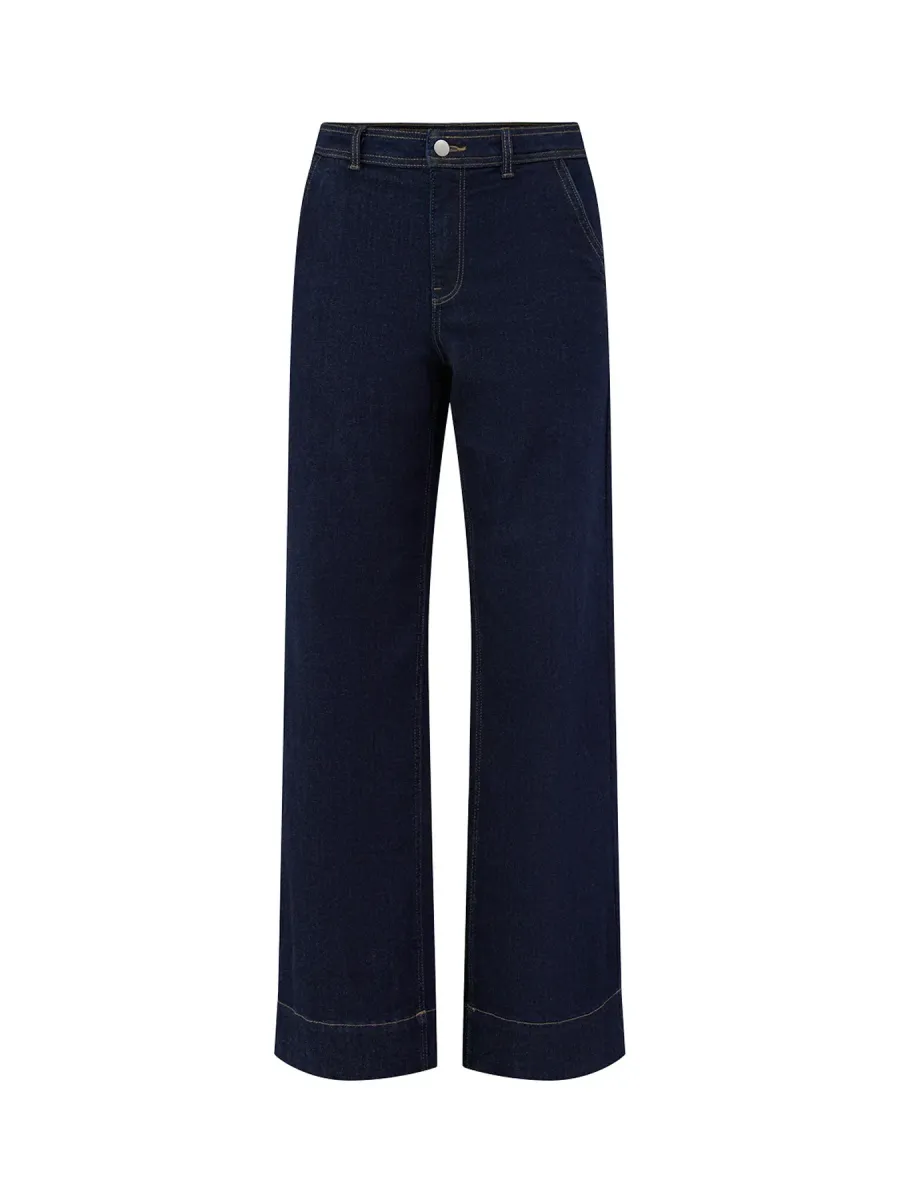 Cotton Blend Madison High-Waisted Wide Leg Jeans