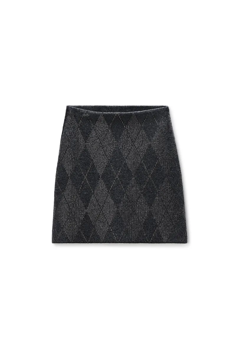 Crystal Hotfix Argyle Wool-Blend Tennis Skirt