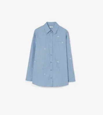 Oversized Knight Fil Coupé Striped Cotton Shirt in Cornflower blue