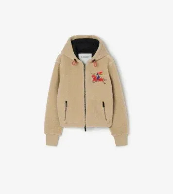 Cropped Knight Wool Cashmere Blend Fleece in Limestone beige