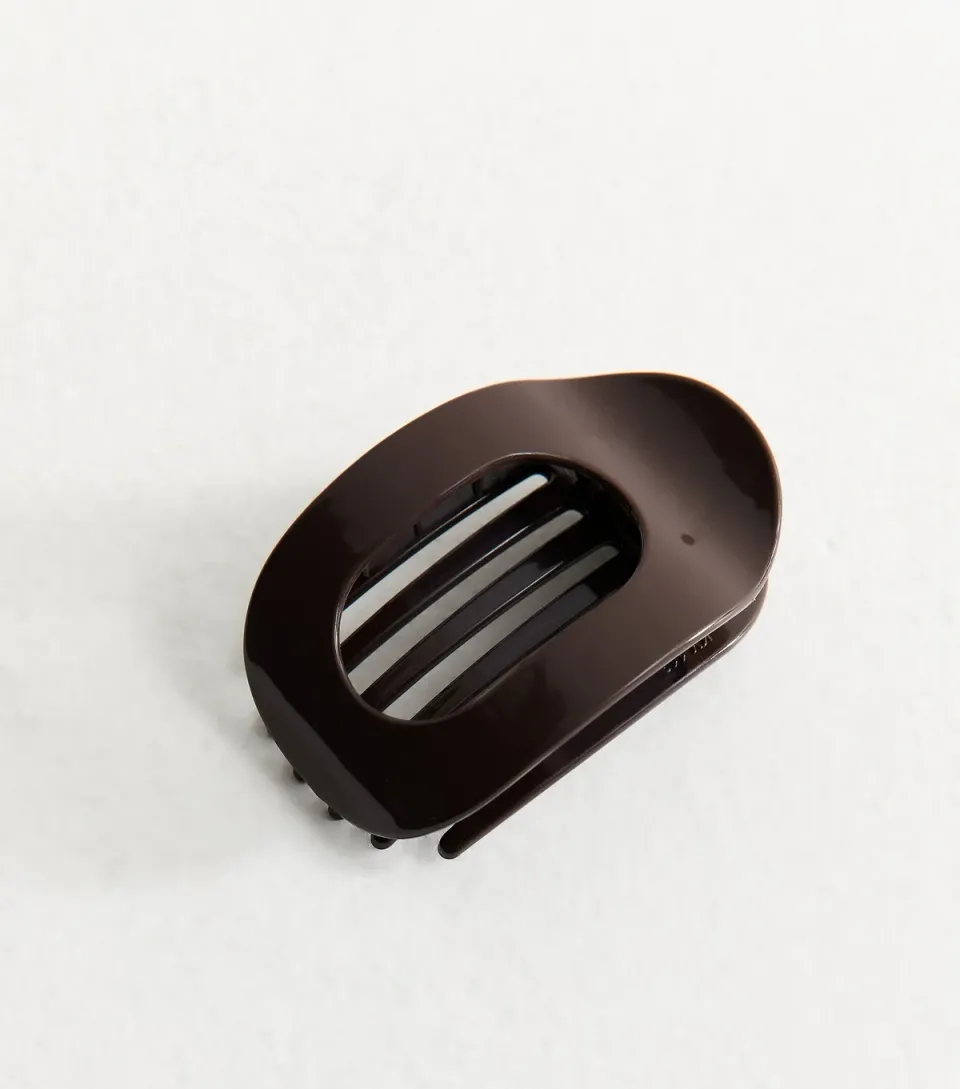 Dark Brown Curved Shiny Cut Out Hair Claw Clip