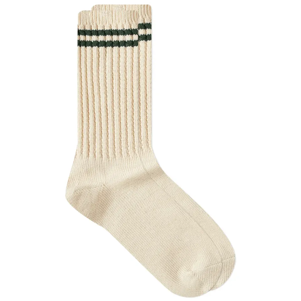 2 Line Pique Rib Crew Sock