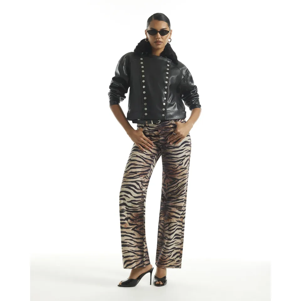 Tiger Print Relaxed Straight Leg Jeans