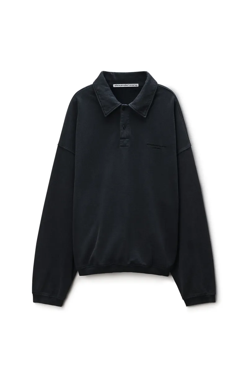 Long Sleeve Polo in Cotton Oversized