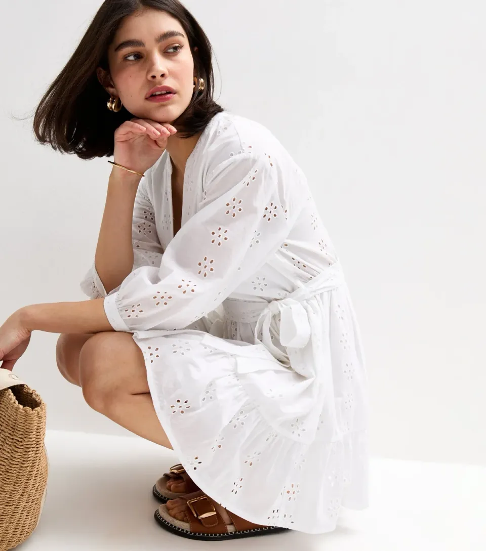 Women's Black Broderie Anglaise Mini Dress