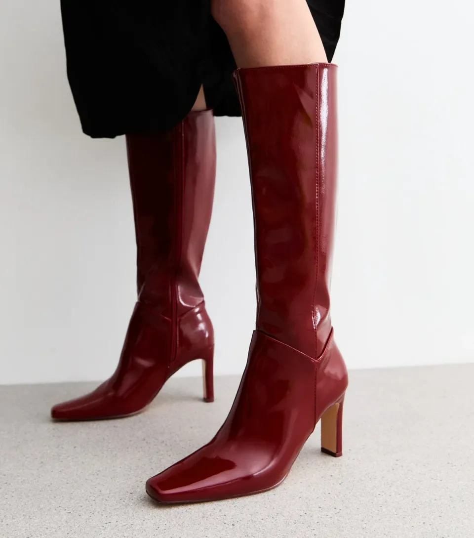 Women's Pose Burgundy Faux Leather Knee High Boots