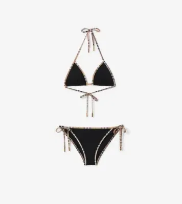 Check Trim Bikini in Black - Women, Nylon