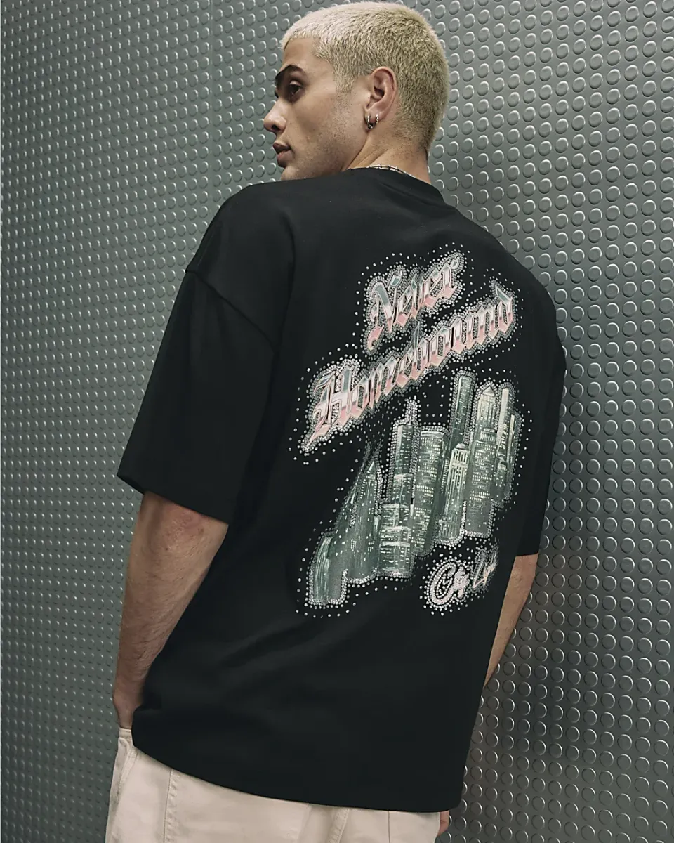 Oversized Cotton City Glitter T-Shirt