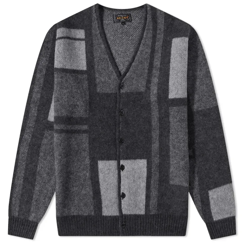 Panel Pattern Shaggy Cardigan