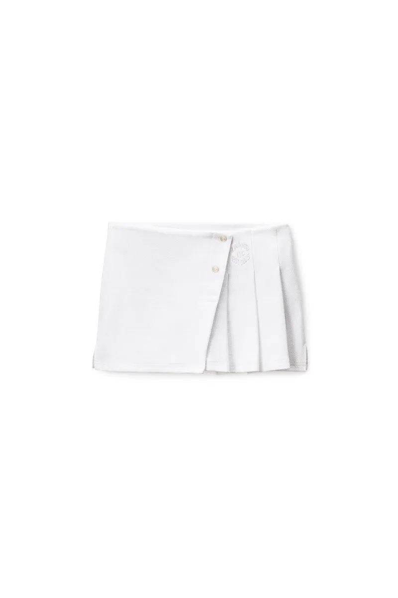 Pleated Wrap Mini Skirt
