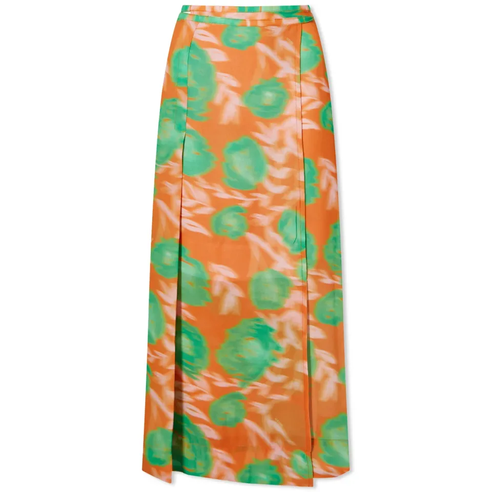 Printed Light Crepe Wrap Skirt