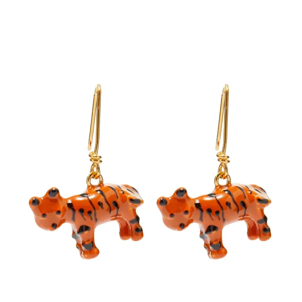 Enamel Tiger Earrings