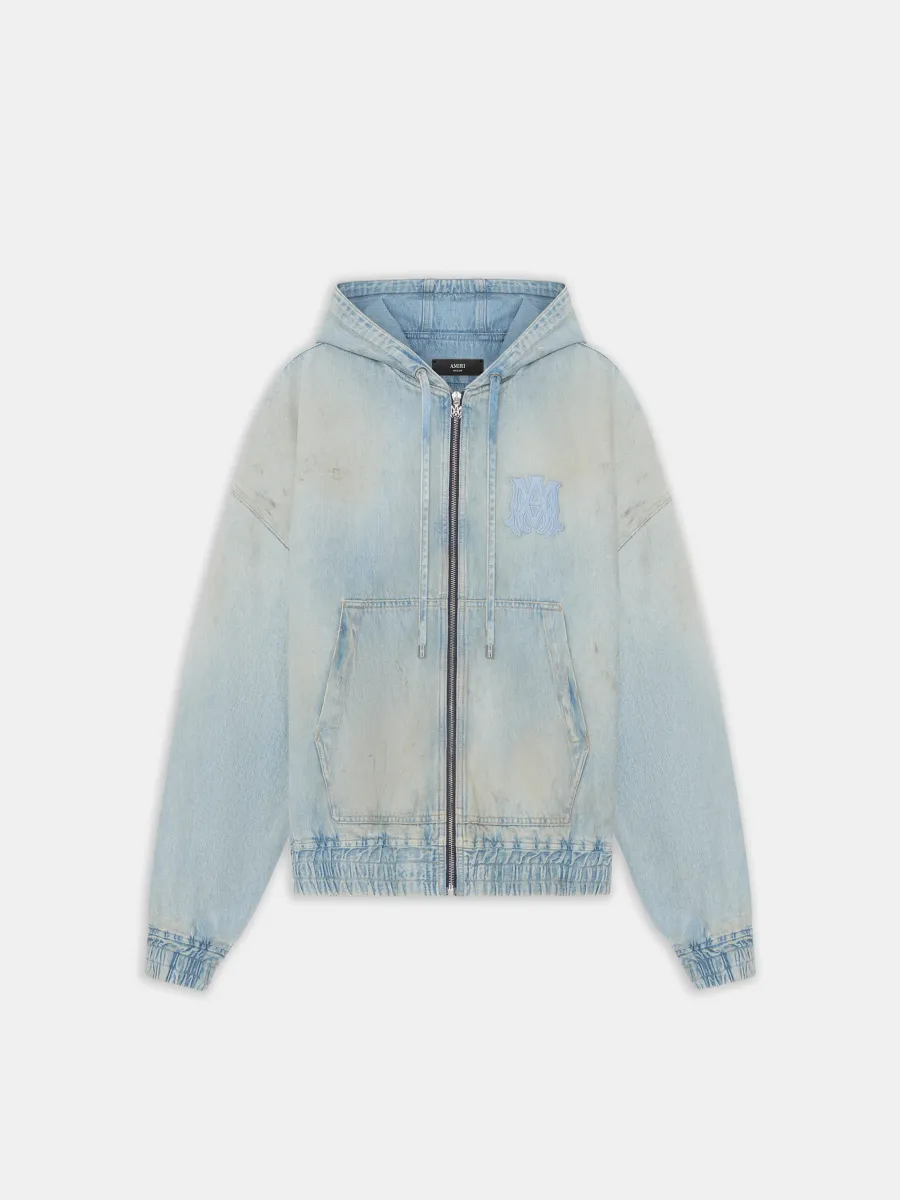 MA DENIM ZIP HOODIE - Perfect Antique Indigo