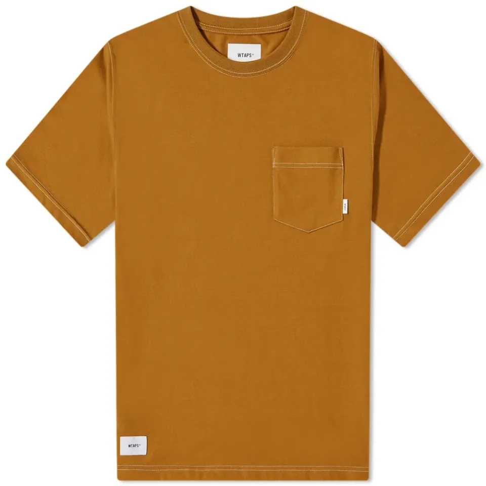 Blank Contrast Stitch Pocket T-Shirt