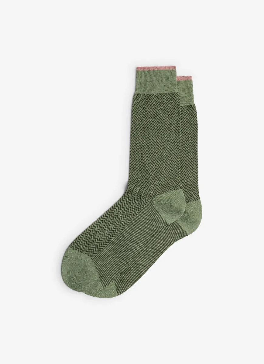 Mercerised Cotton Herringbone Socks