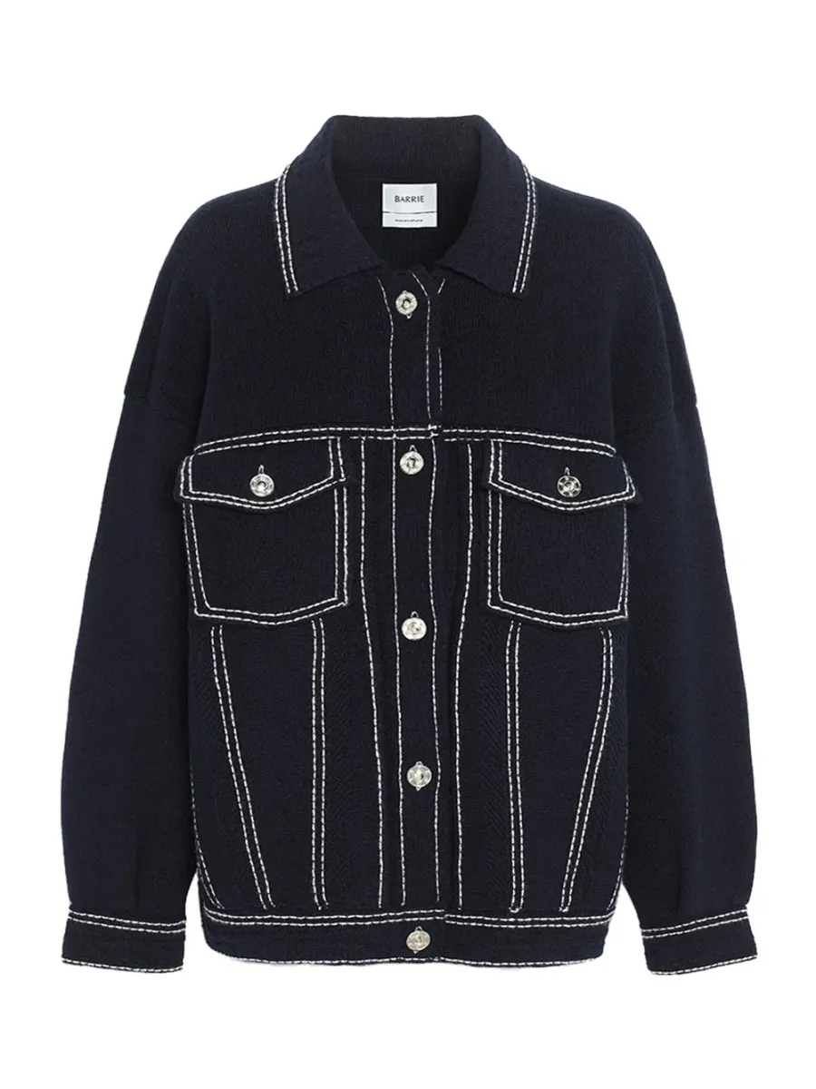 denim cashmere cotton jacket Navy