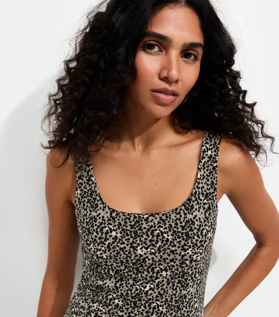 Women's Leopard Print Cotton Rich Square Neck Vest