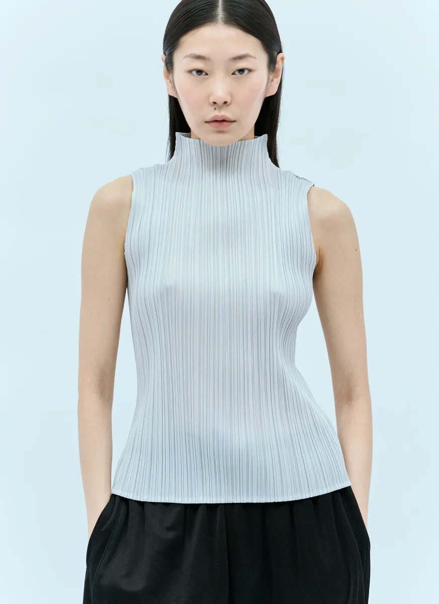 High Neck Pleated Top