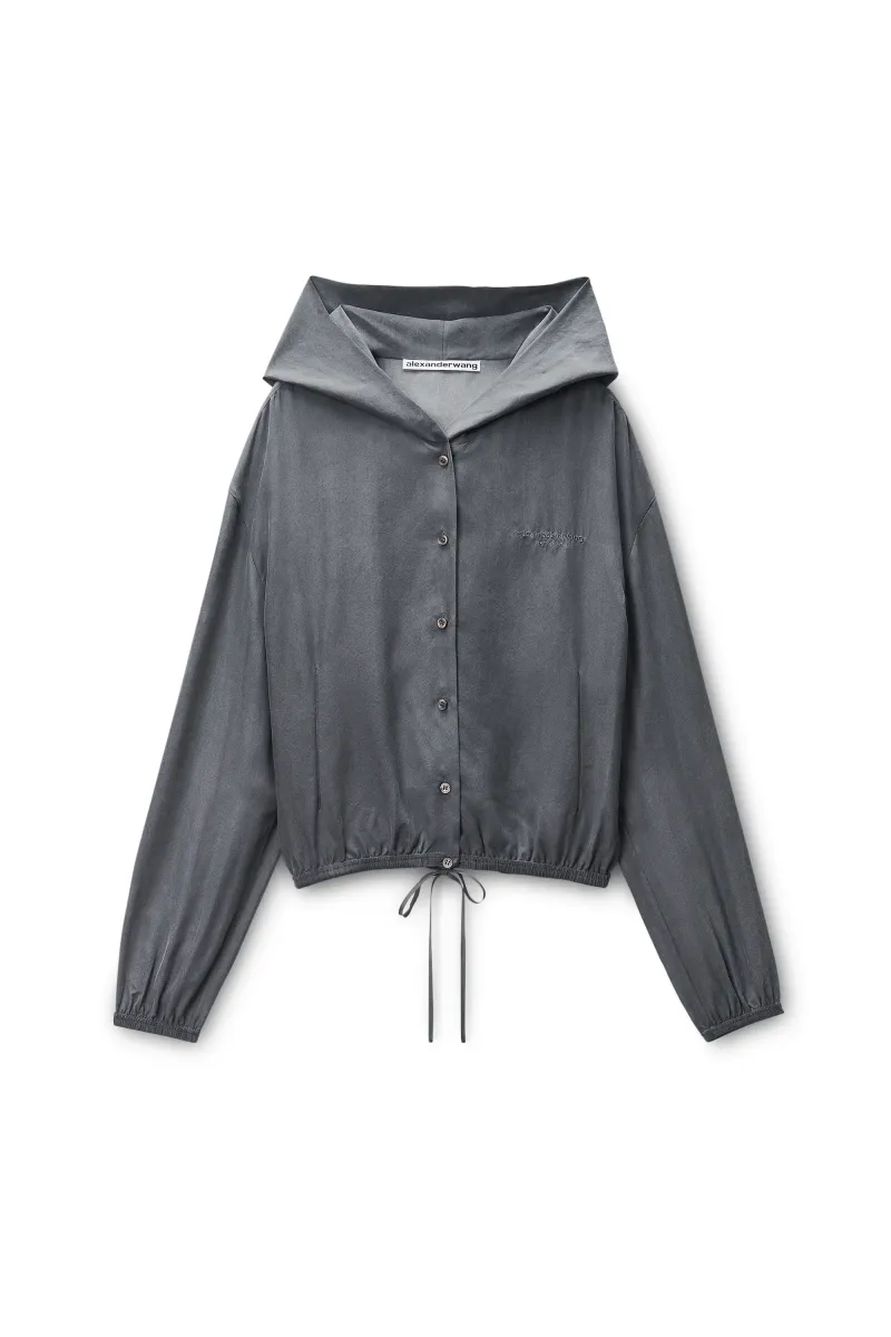 Cropped Hoodie in Silk