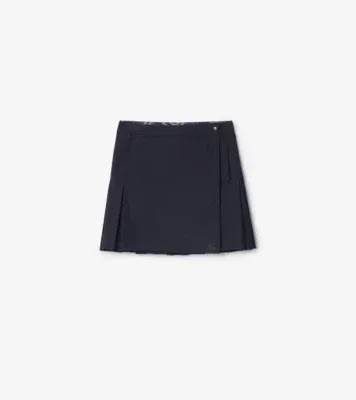 Pleated Stretch Nylon Mini Skirt in Silhouette blue
