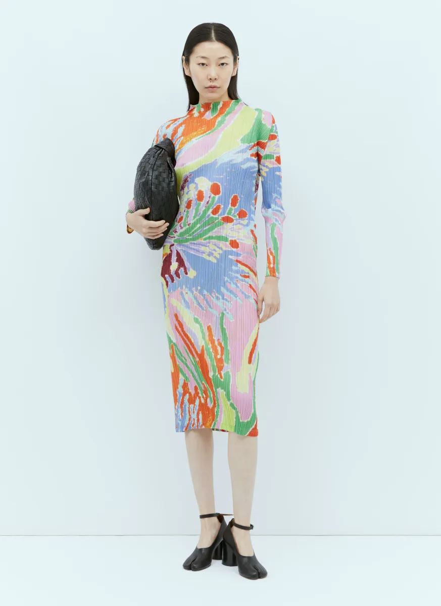 Frosty Forest Long-Sleeve Midi Dress