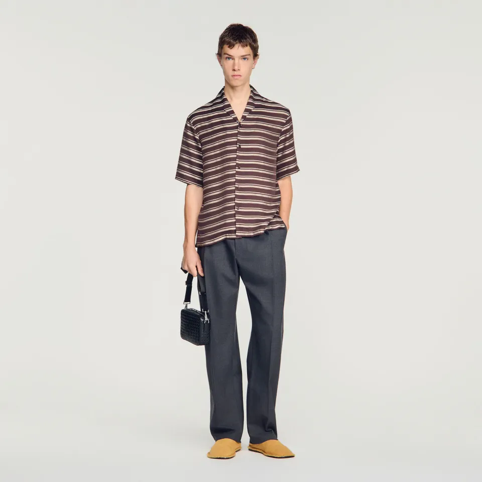 Striped boat neck shirt